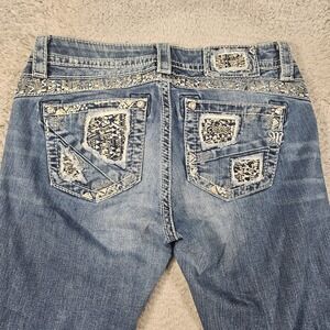 Miss Me Blue High Rise Jeans with Silver Accents